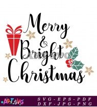 Merry Bright Christmas Holiday Decor SVG