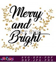 Merry And Bright Christmas Script Typography SVG