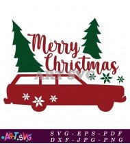 Merry Christmas Truck Silhouette Design Clipart SVG