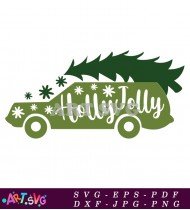 Holly Jolly Christmas Truck Cut File Design SVG