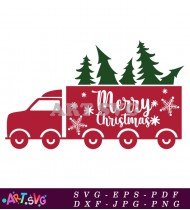 Merry Christmas Truck With Christmas Trees SVG