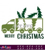 Merry Christmas Truck Green Christmas Trees SVG