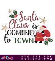 Santa Claus Coming Town Christmas Green SVG