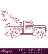 Vintage Red Christmas Truck Clipart Vector SVG