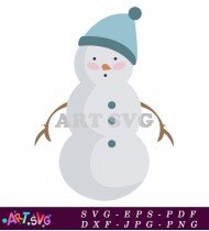 Cute Snowman Cartoon Character Christmas Clipart SVG