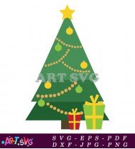 Christmas Tree Illustration With Presents Underneath SVG