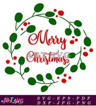 Merry Christmas Wreath Festive Holiday Gift Tag SVG