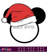 Santa Hat Mickey Mouse Christmas Ornament SVG