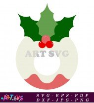 Christmas Ornament Printable With Holly Design SVG