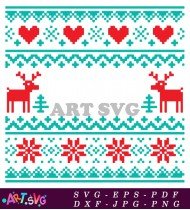 Heart Christmas Knit Sweater Design SVG