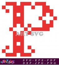 Red Pixelated P Letter Design SVG