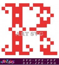 Red Pixelated Shape Design Simple Abstract Pattern SVG 2