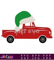 Santa Hat On Classic Christmas Truck SVG