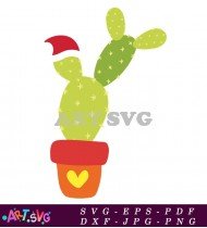 Cute Cactus Wearing a Santa Hat Christmas SVG