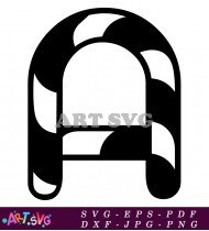 Candy Cane Striped Letter A Monochrome Style SVG