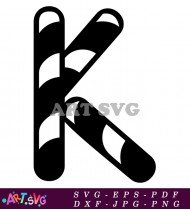 Black And White Candy Cane Striped Letter L SVG