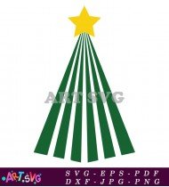 Christmas Tree Green Striped Star Yellow SVG