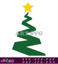 Christmas Tree Green Wavy Star Yellow SVG