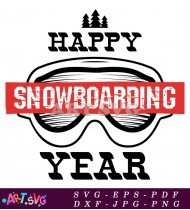 Happy Snowboarding Year Ski Christmas Design SVG