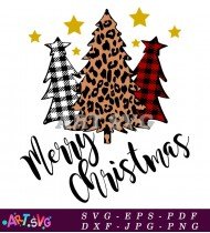 Merry Christmas Leopard Plaid Tree Graphic SVG 1