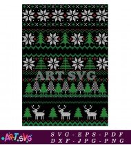 Black Christmas Ugly Sweater Pattern Design SVG 1