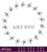 Small Floral Design Circle Frame SVG