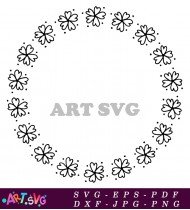 Cute Floral Flower Circle Frame Design SVG