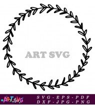 Hand Drawn Wreath Circle Border Design SVG