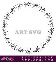 Cute Floral Circle Border Design SVG