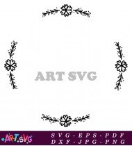 Hand Drawn Simple Floral Circle Frame SVG