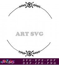 Flower and Leaf Circle Frame Design SVG