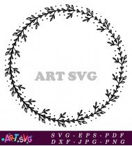 Wreath Leaf Circle Frame Botanical Border SVG