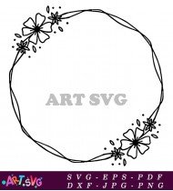 Cute Flower Frame Circle Border Design SVG