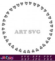 Hearts Circle Frame Illustration Design SVG