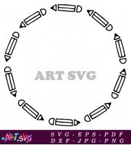 Colorful Circle Frames Black Pencils Clipart SVG