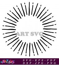 Black Outline Sunburst Frame Design SVG