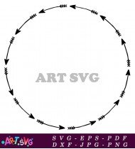 Hand Drawn Arrows Circle Frame Outline SVG