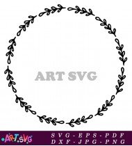 Circle Floral Wreath Frame Vector Clipart SVG