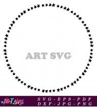 Black Star Border Circle Frame Background Template SVG