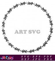 Cute Hand Drawn Floral Circle Frame Template SVG