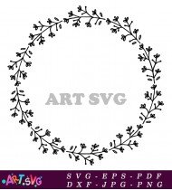 Simple Decorative Floral Wreath Frame Design SVG