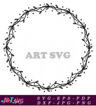 Minimalist Circle Floral Pattern Frame For Design SVG