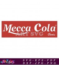 Mecca Cola Logo in White on Red Background SVG