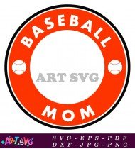 Baseball Mom Circle Design Red Black SVG