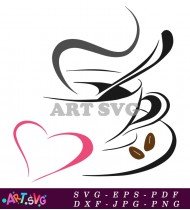 Coffee Cup Design With Heart Coffee Beans SVG