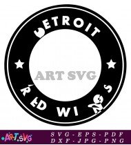 Detroit Red Wings Printable Circle Black And White SVG