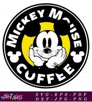 Mickey Mouse Coffee Printable Circle Design SVG 3