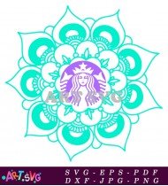 Mandala Starbucks Teal and Purple SVG 1