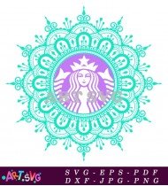 Teal Starbucks Mandala Design Printable SVG Vector 3