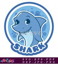 Cute Blue Cartoon Shark With Big Eyes SVG